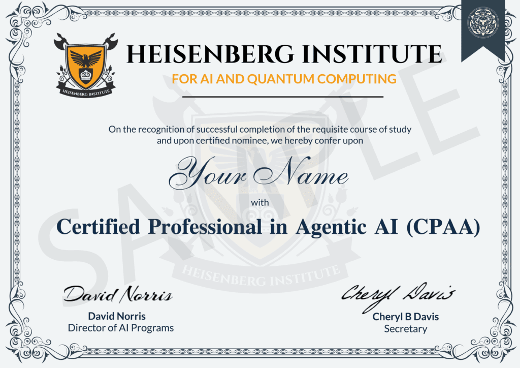 Heisenberg Institute's Sample Certificate