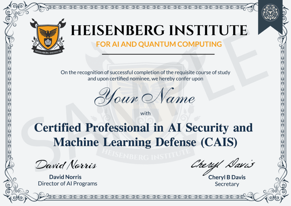 Heisenberg Institute's Sample Certificate