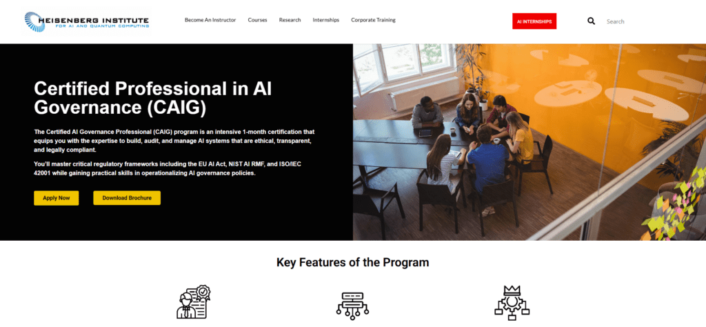 Best AI Governance Certifications in 2026: Unbiased Review Guide 1 Heisenberg Institute – Certified Professional in AI Governance (CAIG)