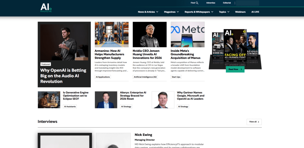 Top 10 AI Magazines in 2026: Ranked and Reviewed 2 AI Magazine (BizClik Media)